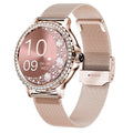 Ancient Energy Bluetooth calling smart fitness bracelet with waterproof design and diamond accents, displaying digital time and health data.