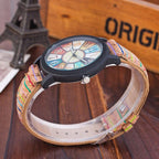 Vintage leather women’s quartz wrist watch by Ancient Energy, featuring a casual style and classic clock face design.
