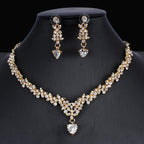 Ancient Energy golden zircon bridal jewelry set with matching necklace and earrings for wedding or special occasions.