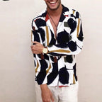 Plus size Hawaiian men's blouse by Ancient Energy featuring colorful tropical print, casual short-sleeve shirt for warm weather.