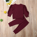 Ancient Energy infant baby ruffles jumper and long sleeve solid fall outfit set for boys and girls, 2-piece fall clothing set.
