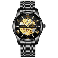 Ancient Energy mechanical watch with a hollowed-out steel bracelet, showcasing a sleek, modern design and precise craftsmanship.