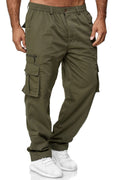 Men's casual cargo pants from Ancient Energy with multiple pockets, loose fit, straight cut, suitable for everyday wear.