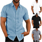 Men's short sleeve summer solid shirt by Ancient Energy, casual loose fit tee with a simple, breathable design.