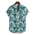 Men's short-sleeved beach shirt by Ancient Energy with a vibrant printed design, perfect for casual summer wear.