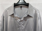 Mens black satin dress shirt by Ancient Energy, featuring a sleek, smooth fabric and classic collar design.
