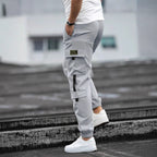 Mens retro jogger casual work pants by Ancient Energy, featuring a relaxed fit with tapered legs and adjustable waistband.