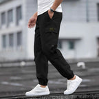 Men's retro jogger casual work pants by Ancient Energy, featuring a relaxed fit and comfortable fabric, suitable for everyday wear.