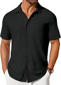 Men's short-sleeve button-up shirt by Ancient Energy with wrinkle- and crease-resistant fabric, shown in a casual fit.