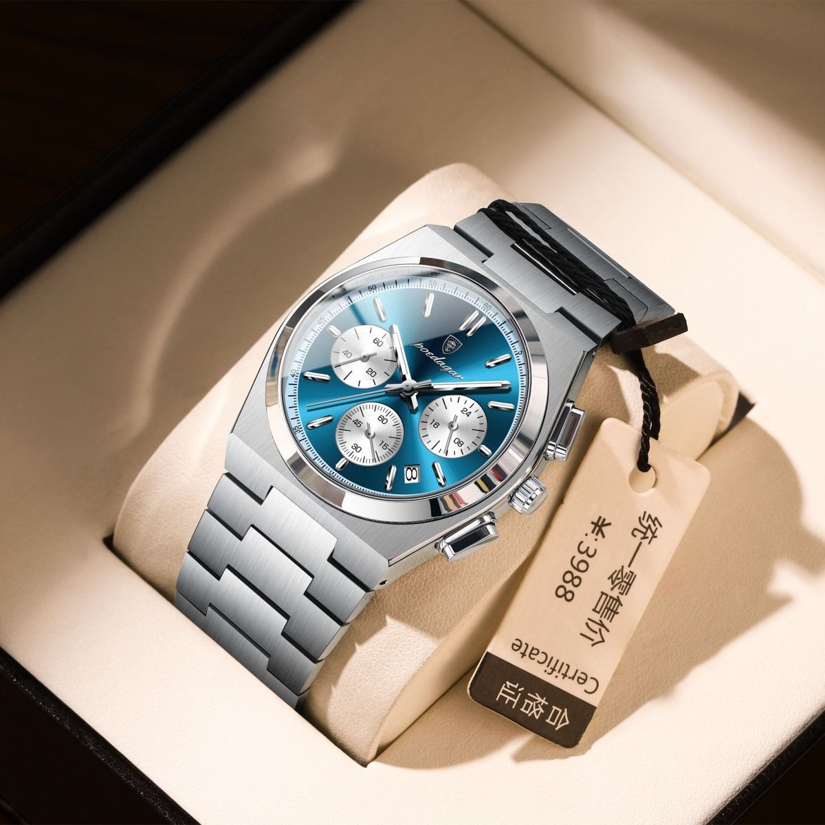 Ancient Energy men's waterproof luminous ultra-thin multifunctional watch showing digital display and sleek design.