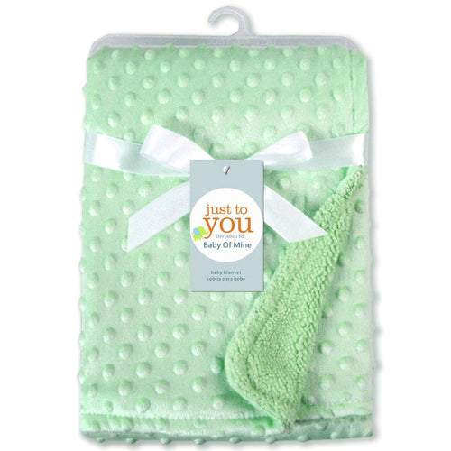 Ancient Energy Polar Dot baby blanket, soft swaddle wrap for newborns, cozy envelope-style bedding for infants.
