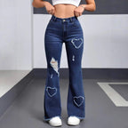 Casual women's denim jeans from Ancient Energy featuring a classic blue wash and relaxed fit, suitable for everyday wear.