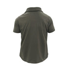 Ancient Energy men's summer polo shirt with lapel collar, button front, short sleeves, and pockets, outdoor casual fashion top.