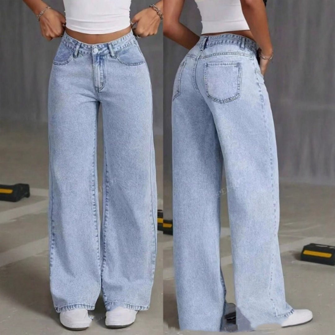 High waist straight jeans for women in sweet and spicy style by Ancient Energy, featuring a classic denim look and fitted silhouette.