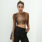 Leopard Frenzy Long Sleeve Crop Tee