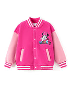 Minnie Mouse Girls Varsity Bomber Jacket - Rose Pink