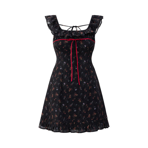 Women’s Sleeveless Floral Suspender Skirt