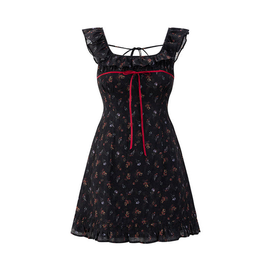 Women’s Sleeveless Floral Suspender Skirt