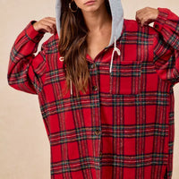 BiBi Brushed Plaid Hooded Jacket