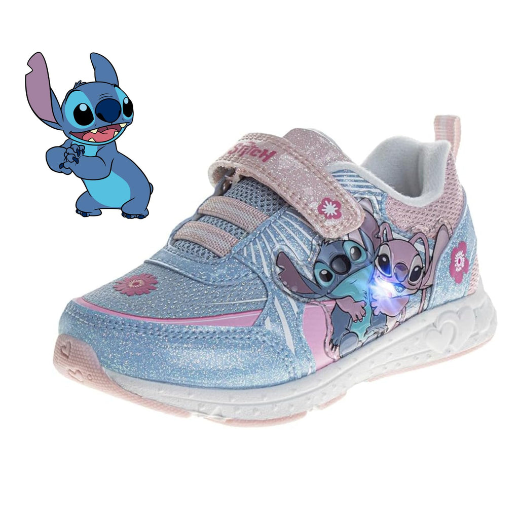 Disney Lilo & Stitch Kids' Illuminating Sneakers - Slip-On, Breathable - Pink Blue