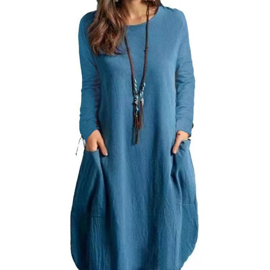 Ladies' Autumn Breeze Cotton-Linen Dress