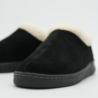 Cozy women's suede slippers from Bread's Ashton Edition, featuring soft, plush interior and stylish slip-on design.