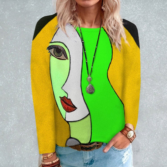 Stylish Face Print Long Sleeve Tee