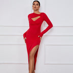 Elegant Slim Maxi Dress with Slit