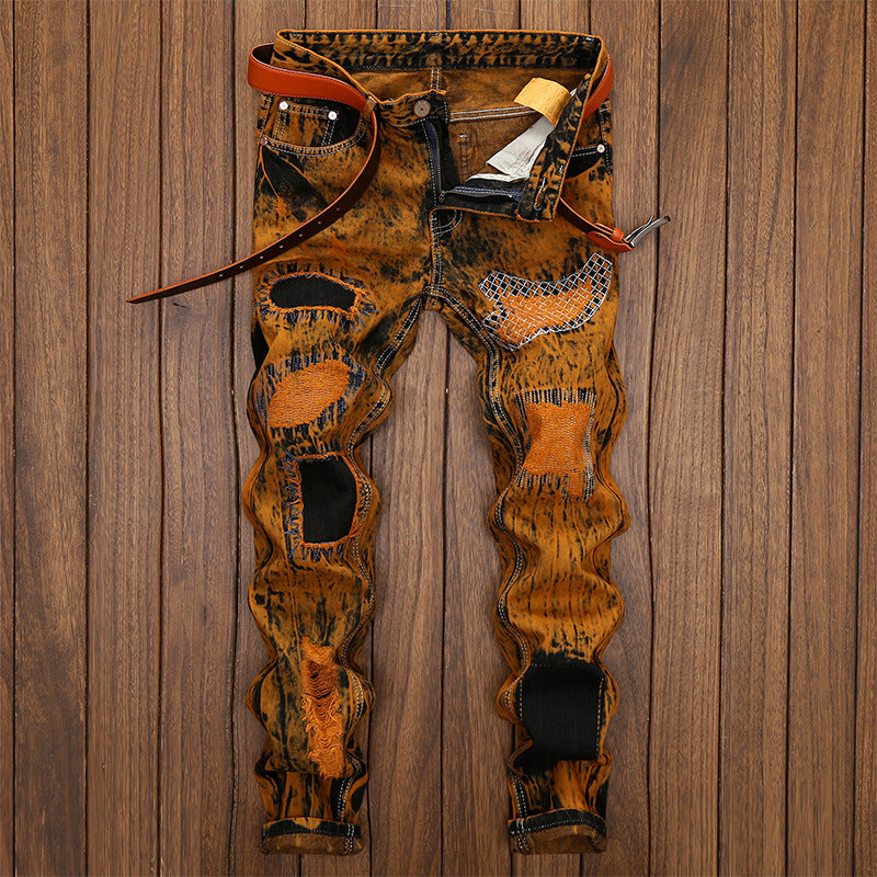 Retro Ripped Straight-Leg Men's Jeans