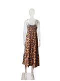 Mandotos International Chic Leopard Midi Suspender Dress