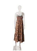 Mandotos International Chic Leopard Midi Suspender Dress