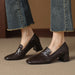 Women’s Sheepskin Square Toe Chunky Heel Pumps