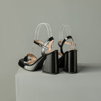 Women's Round Toe Chunky Heel Sandals – Buckle Strap Block Heel
