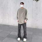 Urban Washed Distressed Wide-Leg Denims