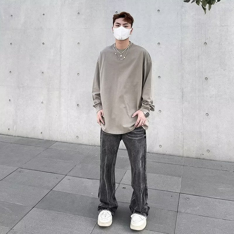 Urban Washed Distressed Wide-Leg Denims
