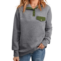 Sudadera elegante de manga larga con solapa lisa