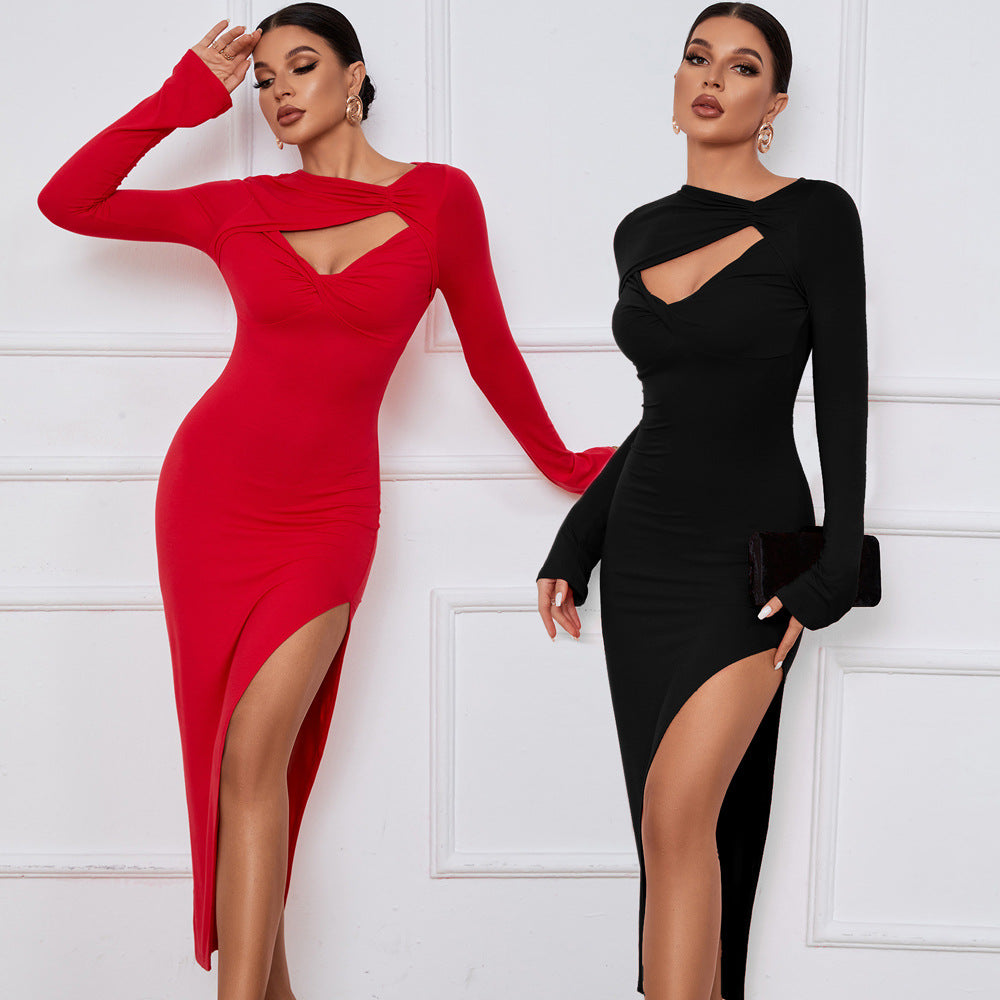 Elegant Slim Maxi Dress with Slit