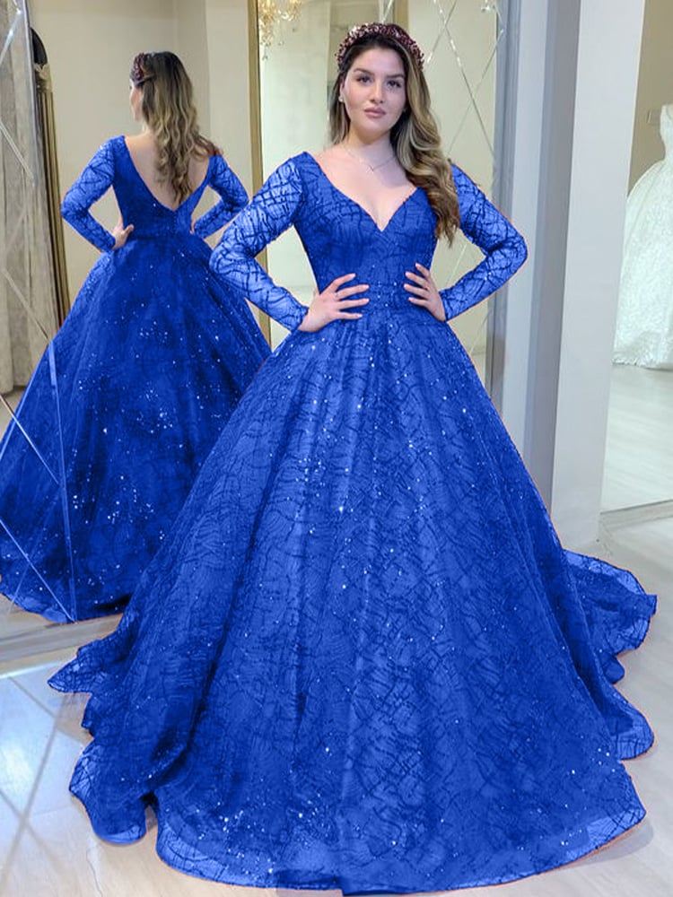 Elegant Sequin V-Neck Gala Dress