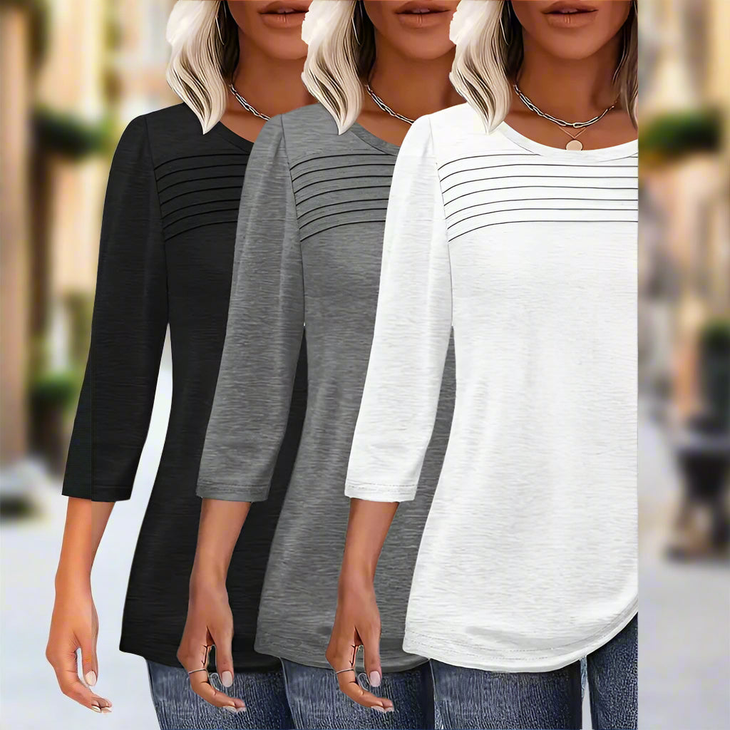Paquete de 3 tops de túnica para mujer con mangas 3/4