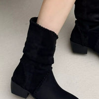 Point Toe Block Heels Boots