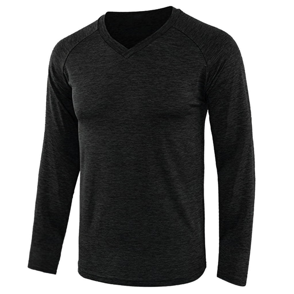 Men's Essential Long Sleeve Raglan Tee in dark charcoal heather by Mandotos International