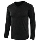 Men's Essential Long Sleeve Raglan Tee in dark charcoal heather by Mandotos International