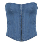 Urban Chic Denim Crop Top - Vintage Y2K Design