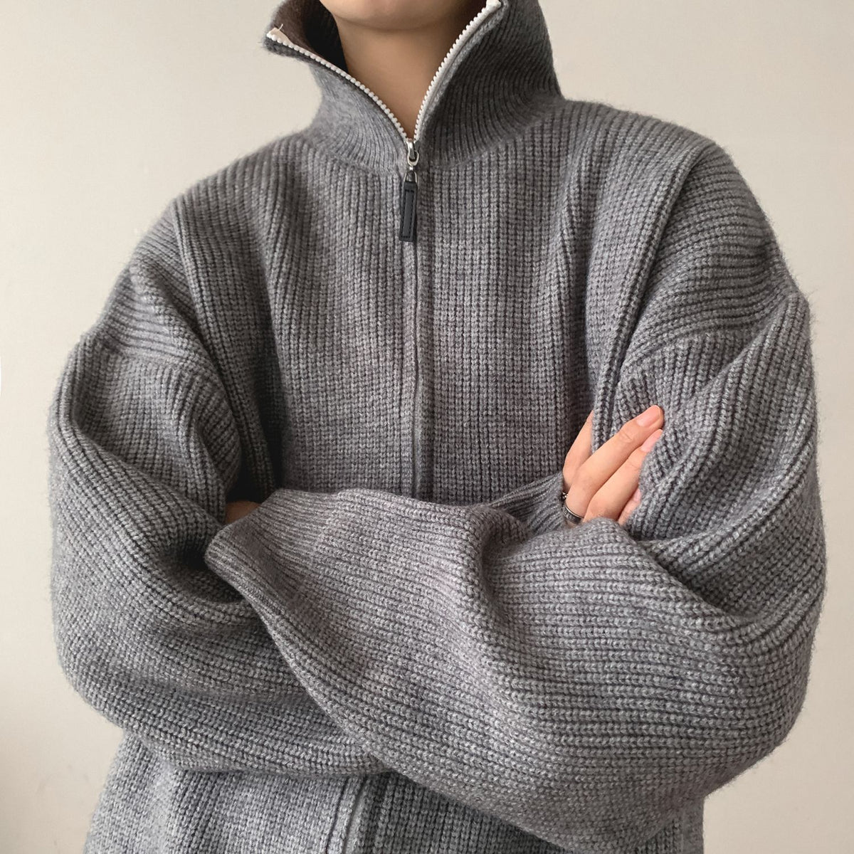 Men's Essential Zip Turtleneck Cardigan
