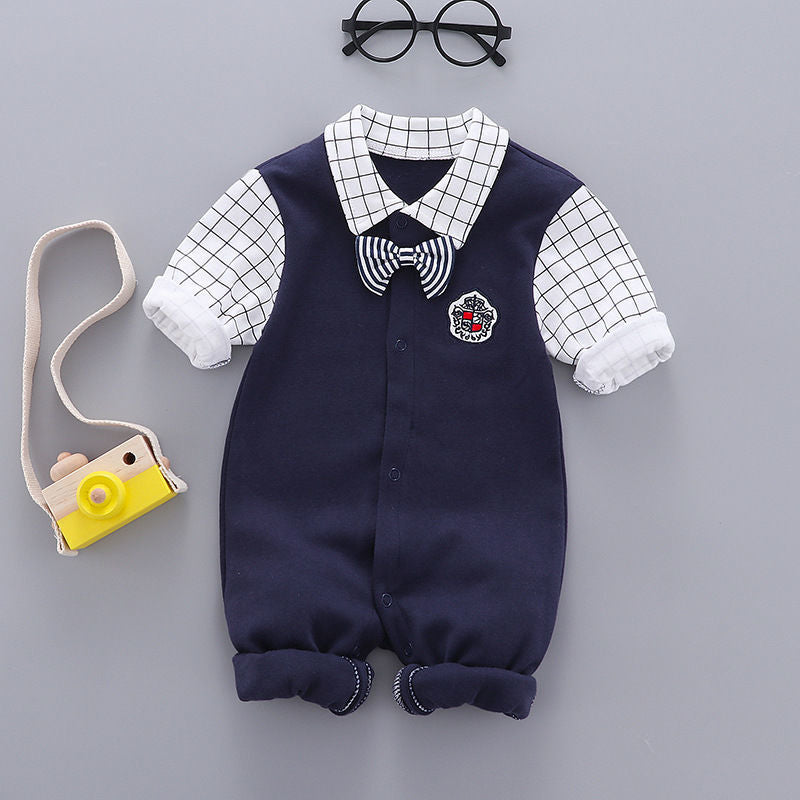 Baby boy cotton romper from Ancient Energy with gentle, soft fabric and classic design, suitable for children's casual wear.