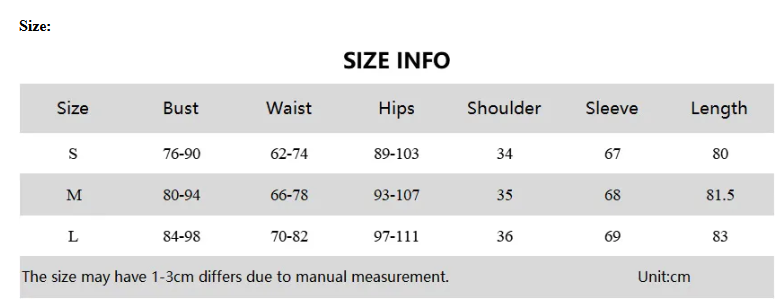 Size chart for Mandotos International Tie Waist Pullover Dress showing measurements in cm.