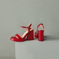 Women's Round Toe Chunky Heel Sandals – Buckle Strap Block Heel