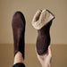 Women’s Fleece-Lined Ankle Boots – Round Toe Low Heel Winter Boots