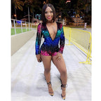Sparkle Gradient V-Neck Party Jumpsuit