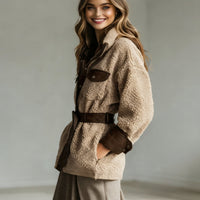 Women’s Vintage PU Leather Jacket – Lamb Fur Lined Autumn Winter Coat